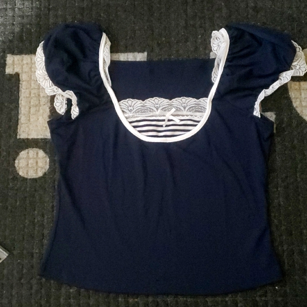 Blue Striped Crop Top